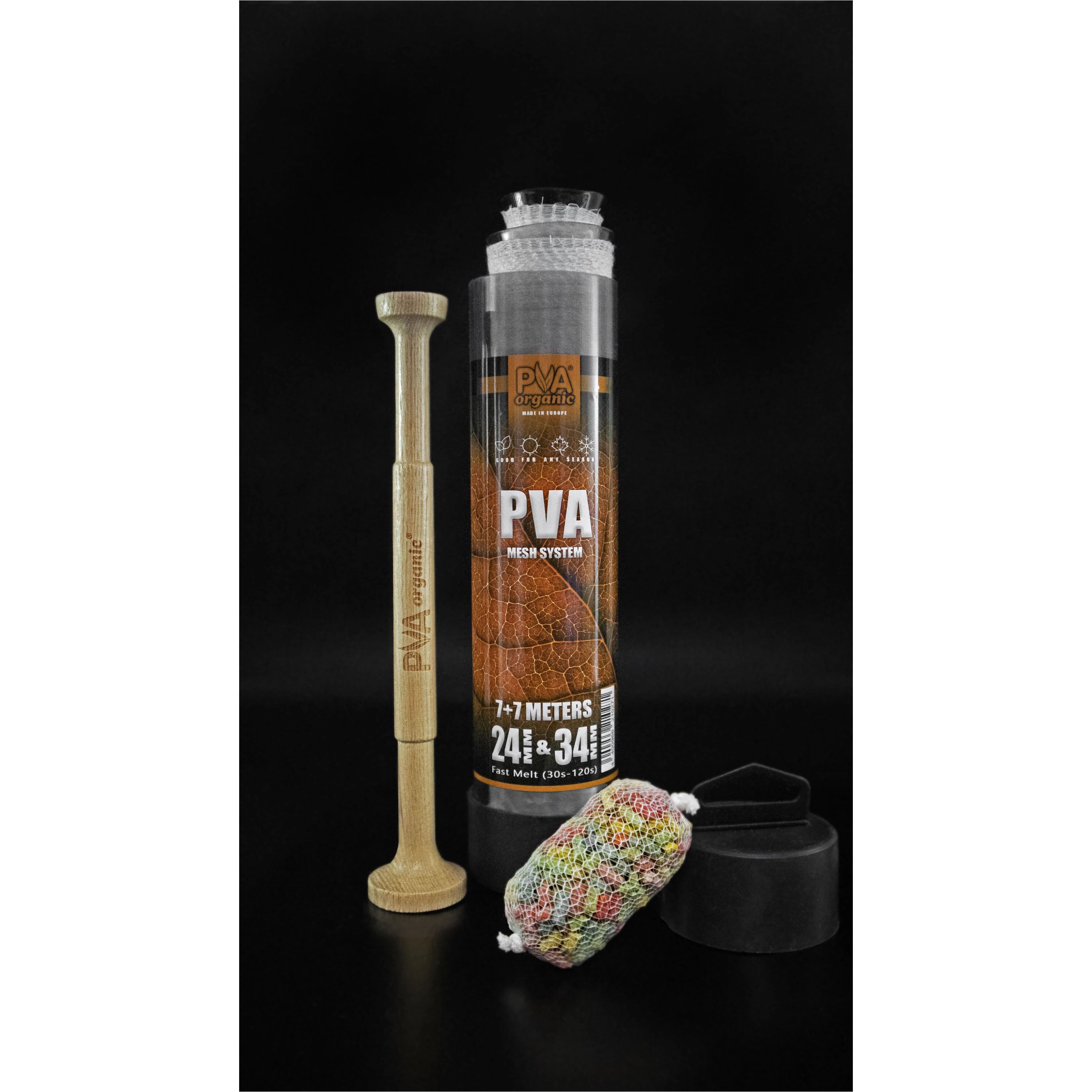 PVA mesh system + wooden plunger 24+34 mm / 7+7 m